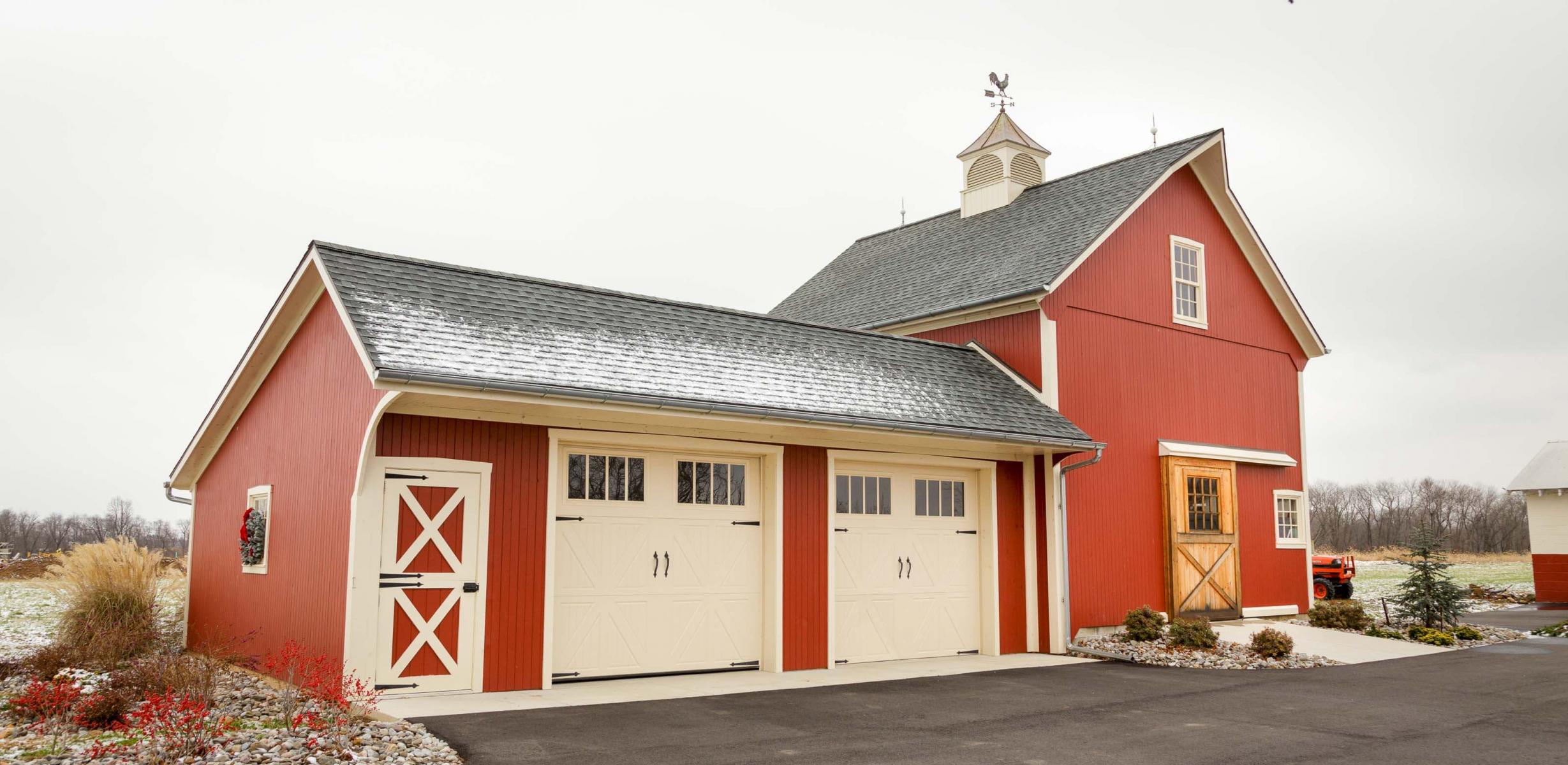 Restored barn with attached garage.