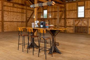 bar table with stools made with reclaimed wood